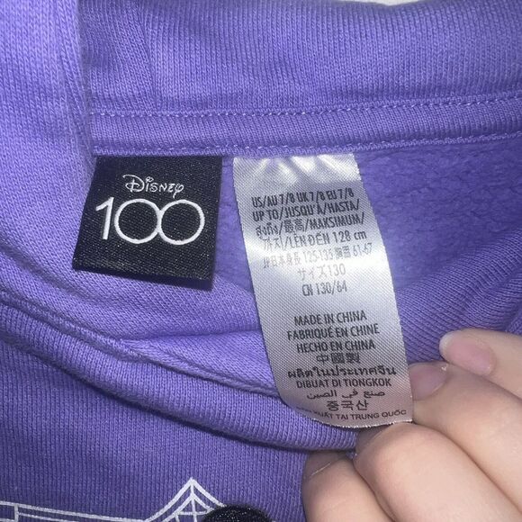 Mickey & Friends Disney 100 Celebration Kids 7/8 Purple Hooded Sweatshirt - Picture 4 of 8